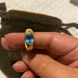 John Hardy 18k blue topaz bamboo ring size 7